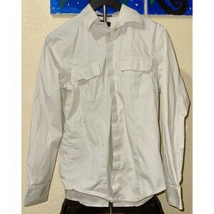 Women's Express Stretch Long Sleeve Beige Button Down Shirt Size Small